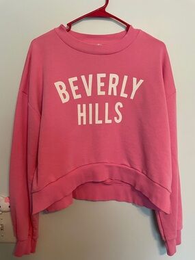 Beverly Hills Pink Cropped Sweatshirt